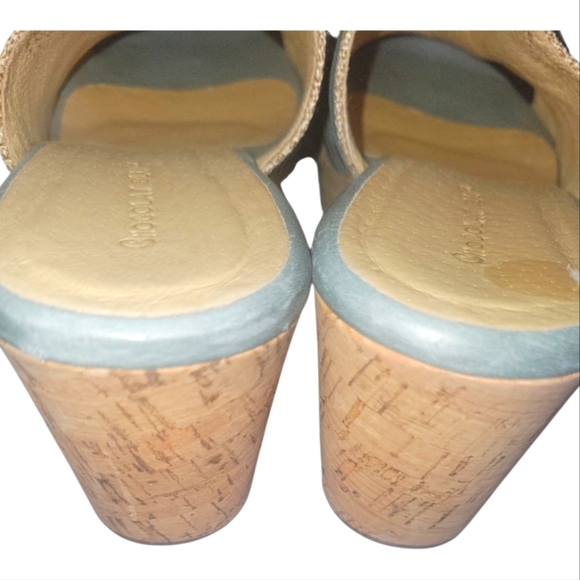 Chocalat Blu Wapi Women's Textile Leather Tan & Turquoise Platform Sandals 9 - Picture 8 of 9